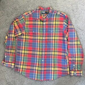 Polo Ralph Lauren Men's Multicolor Plaid Long-Sleeved Shirt - Sz. XL - EUC